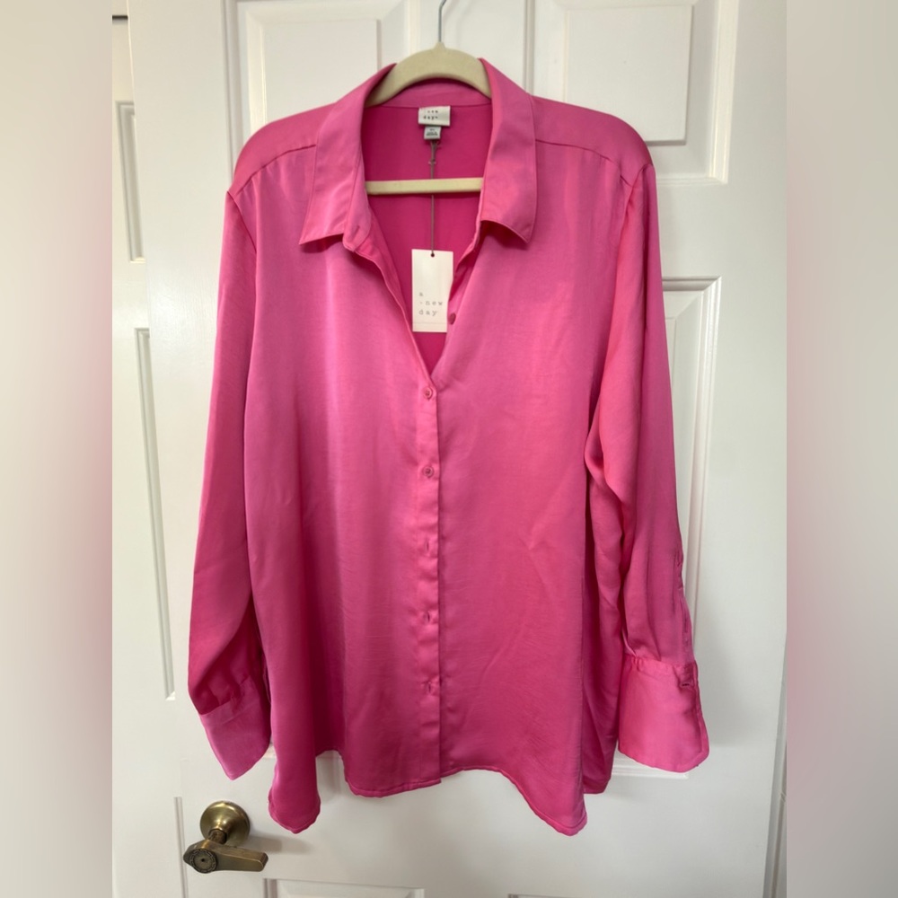 a new day Pink Button-Down Blouse